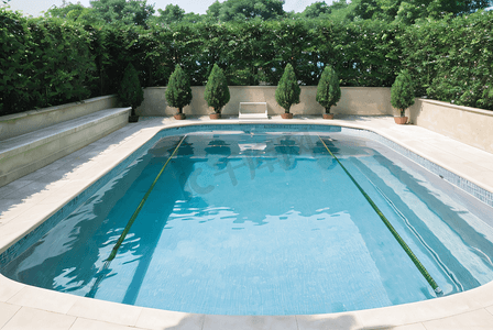 夏季清凉蓝色游泳池摄影配图9
