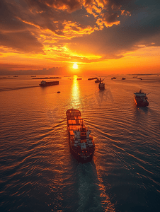 夕阳物流国际集装箱船舶货物货机