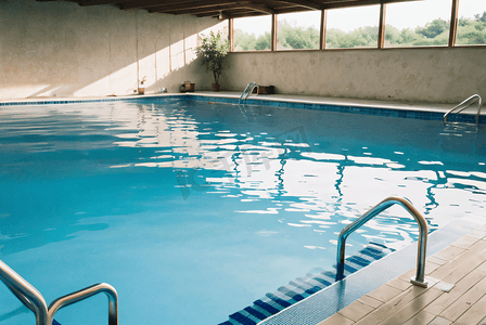 夏季清凉蓝色游泳池摄影照片4