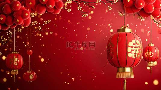 串红灯笼背景图片_春节装饰红灯笼背景37
