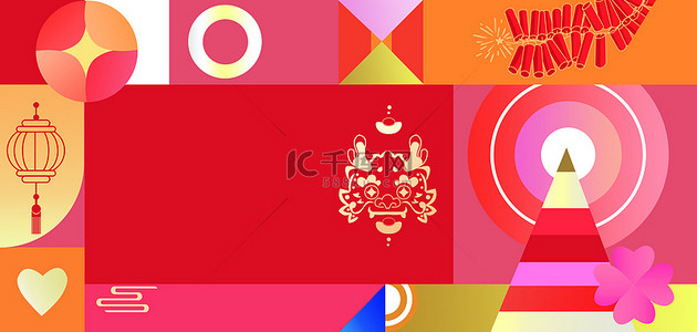 龙年红色灯笼背景设计图