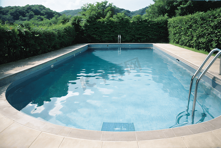 夏季清凉蓝色游泳池摄影图3