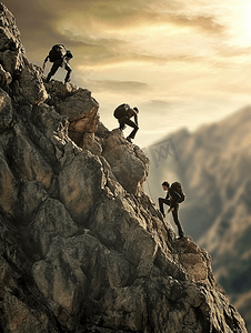 企业山摄影照片_商务攀爬一座山攀登克服困难