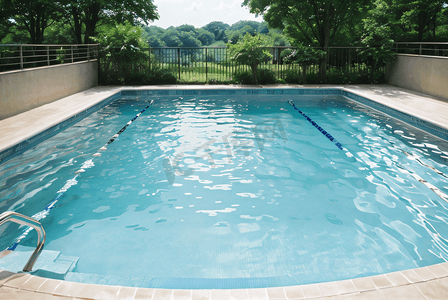 夏季清凉蓝色游泳池摄影配图5