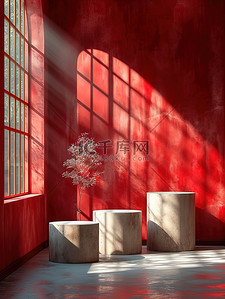 光影背景背景图片_复古春节气氛红色电商背景