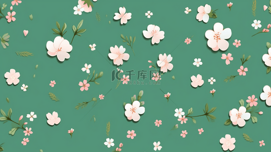 绿色小清新图框有花朵的背景图12
