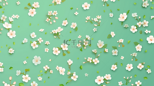 绿色小清新图框有花朵的背景图19