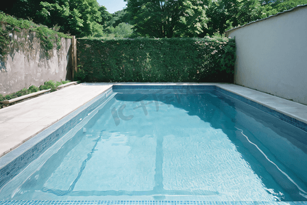 蓝色清凉夏日摄影照片_夏季蓝色游泳池摄影配图0