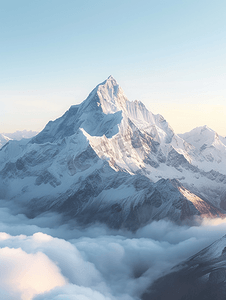 自然风景雪山的全景视图