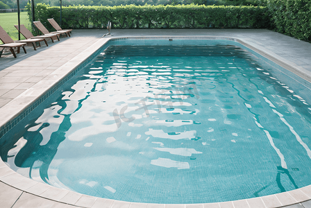 夏季清凉蓝色游泳池摄影图片3