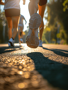 体育锻炼运动慢跑者户外跑步人群特写