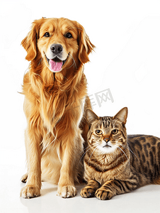 狗狗家庭摄影照片_可爱宠物猫和狗