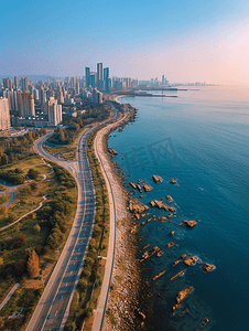 青岛城市风景摄影照片_青岛现代城市风景海岸线