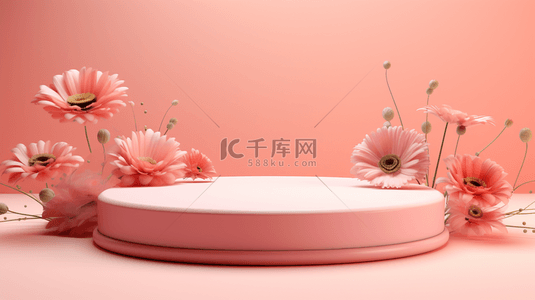 春天粉色妇女节电商促销展台8背景素材