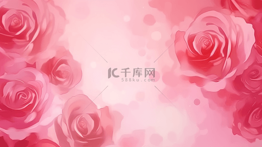 清新春天粉色水粉质感玫瑰底纹设计