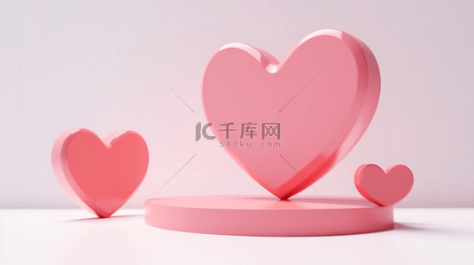 情人节促销粉色电商展台素材