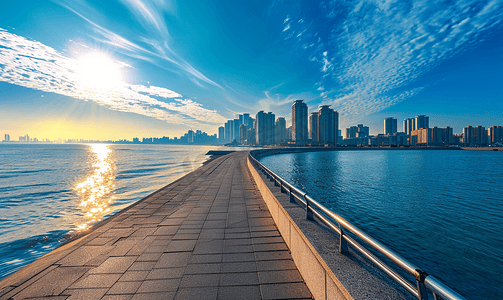 城市摄影照片_青岛现代城市风景海岸线