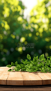 绿色展板素材背景图片_春天绿色光影电商促销木展台素材