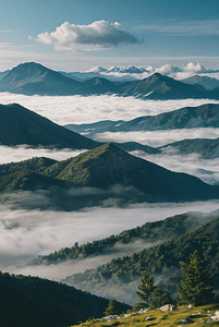 云雾缭绕的大山摄影图8