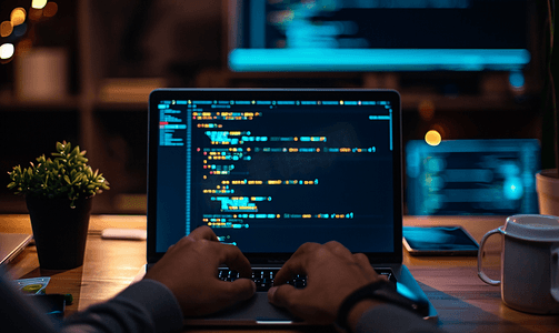 程序员在笔记本电脑上编写编程代码