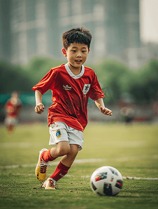 足球队背景摄影照片_青年足球队玩足球游戏的年轻男孩