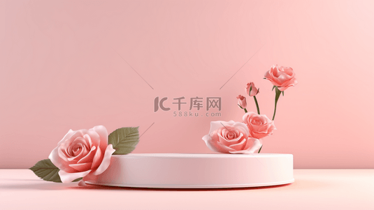 春季美妆促销背景图片_粉色春季美妆电商促销展台10设计图