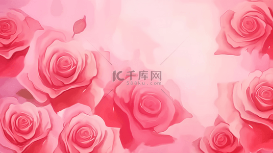 情人节质感背景图片_清新春天粉色水粉质感玫瑰底纹设计