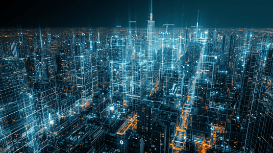 数字ai智慧城市背景图片_蓝色科技感数字数据化智慧城市8设计图