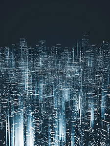 c城市设计背景图片_蓝色高科技数据繁华高楼设计的背景2