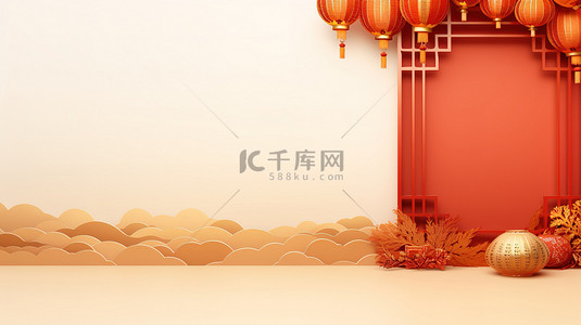 春节元素背景图片_新年装饰元素电商背景