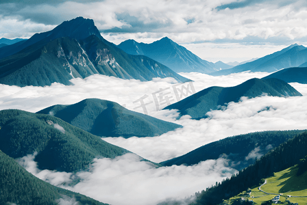 高山山脉云雾缭绕摄影图4