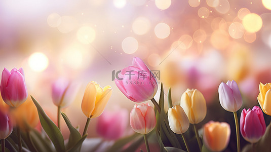 春天粉色的郁金香图片