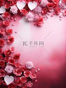 粉色浪漫素材背景图片_情人节爱心花瓣框架背景素材
