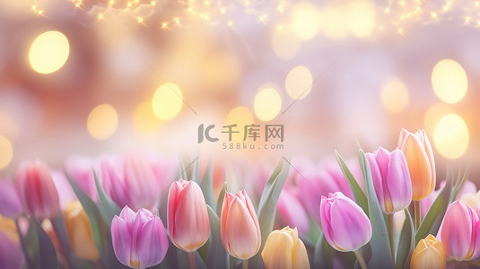 春天粉色的郁金香背景图片