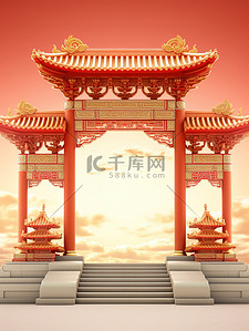 促销天空背景图片_美丽的拱门古建筑背景