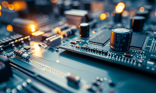 科技芯片电路摄影照片_科技电路板CPU电子芯片