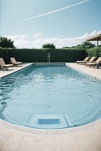 夏季蓝色清凉泳池摄影图4