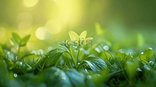 绿色小草背景图片_春天阳光下树木小草发芽的背景图11