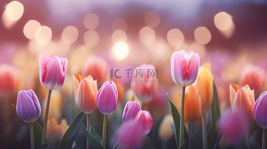 春天粉色的郁金香背景图