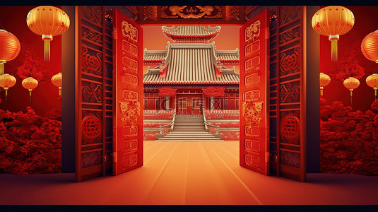 古代大门背景图片_古代宫殿雄伟的大门设计图
