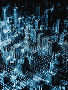 数字ai智慧城市背景图片_蓝色科技感数字数据化智慧城市10图片