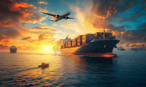 组织架构摄影照片_物流国际集装箱船舶货物货机