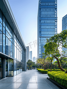 城市商务楼背景摄影照片_办公大楼和现代城市景观