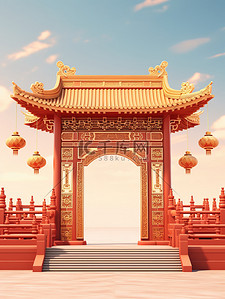 促销天空背景图片_美丽的拱门古建筑背景