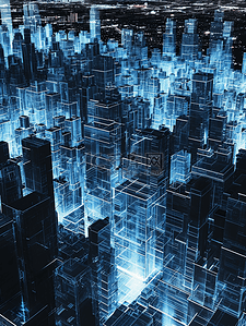 蓝色科技感数字数据化智慧城市11背景图