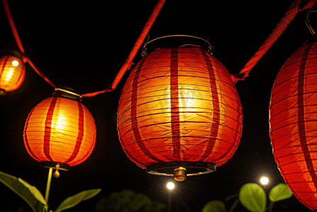 中式风春节摄影照片_新年红色灯笼摄影照片3