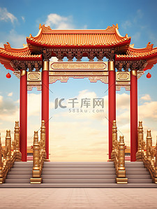 促销天空背景图片_美丽的拱门古建筑背景