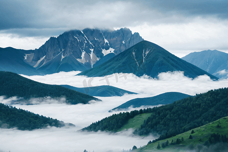 高山山脉云雾缭绕摄影图9