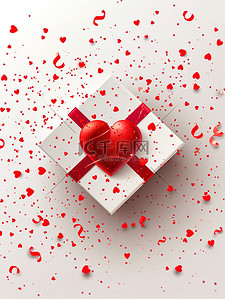 情人节白色心形礼品盒背景素材