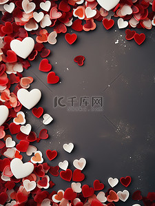 情人节爱心花瓣框架背景图片